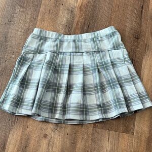SO Plaid Pleated Skort in Sage Green and Cream